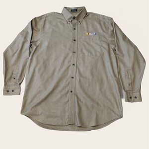 Cutter & Buck NASCAR Beige Button-Up Shirt Size L Auto Racing